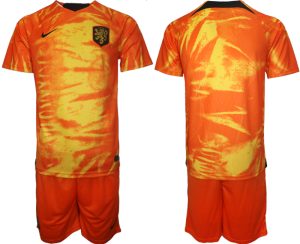 Herren Niederlande 2022-23 Heimtrikot orange Trikotsatz Kurzarm + Kurze Hosen