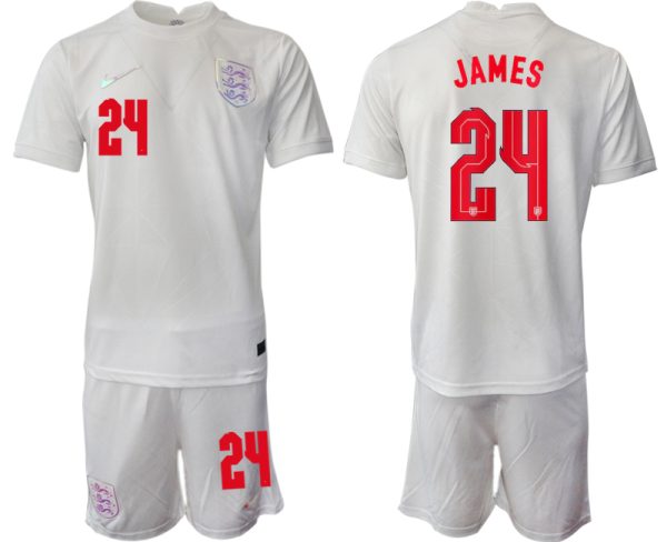 2022 UEFA European England Women’s Euro Heimtrikot Kurzarm mit Aufdruck JAMES 24