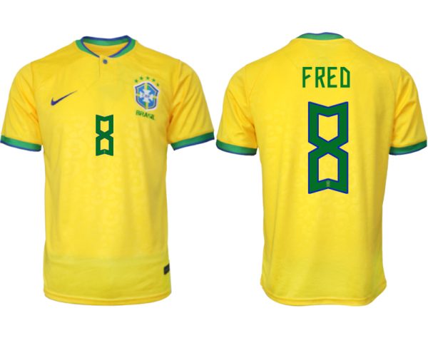 Brasilien FIFA WM Katar 2022 Heimtrikot gelb Kurzarm für Herren FRED 8