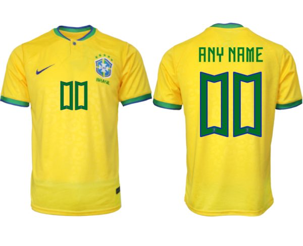 Herren Brasilien FIFA WM Katar 2022 Heimtrikot gelb Kurzarm Personalisierbar