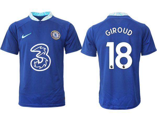 GIROUD 18 Herren Chelsea FC Heimtrikot 2022-23 blau Kurzarm Fußball Trikot Outlet