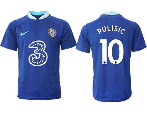 Herren Chelsea FC Heimtrikot 2022-23 blau Kurzarm mit Aufdruck PULISIC 10