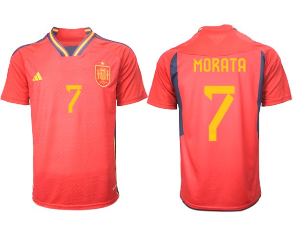 Herren Spanien FIFA WM Katar 2022 Heimtrikot Teampower Rot Kurzarm Trikotsatz MORATA 7