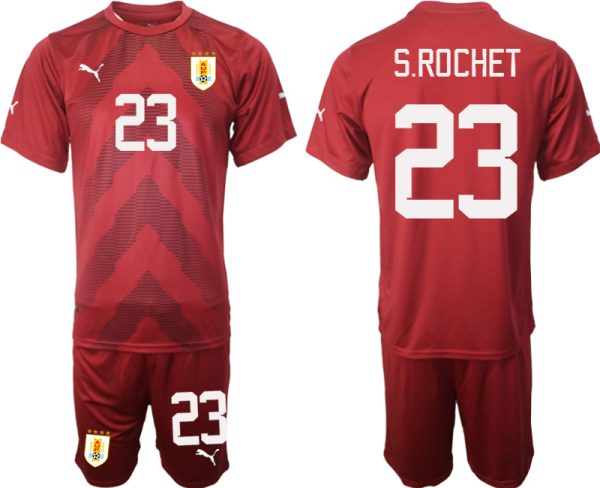 S.ROCHET #23 Fußballtrikot für Herren Uruguay FIFA WM Katar 2022 grün Torwarttrikot Trikotsatz