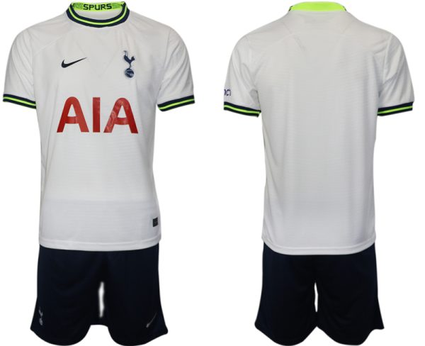 Fußballtrikot Tottenham Hotspur 2023 Heim Trikot weiß marineblau Kurzarm + Kurze Hosen