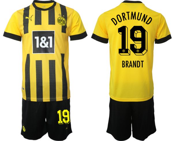 Fußballtrikots Trikotsatz Borussia Dortmund BVB Heimtrikot 2023 mit Aufdruck BRANDT 19