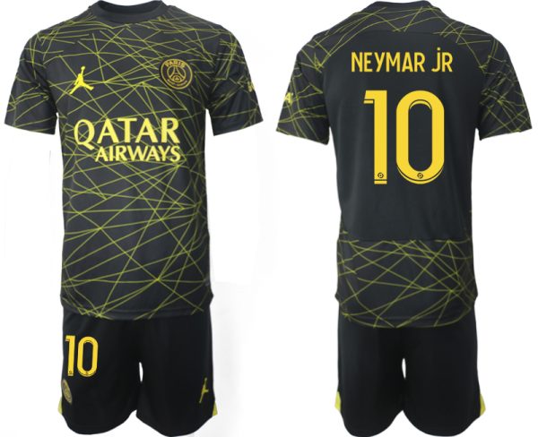 Herren Fußballtrikot Paris Saint-Germain PSG 2023 Drittes Auswärtstrikot Kurzarm + Kurze Hosen NEYMAR jR 10