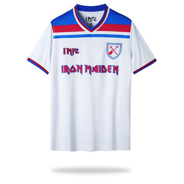 Vintage West Ham x Iron Maiden Retro Herren Fußballtrikots weiss Kurzarm-1