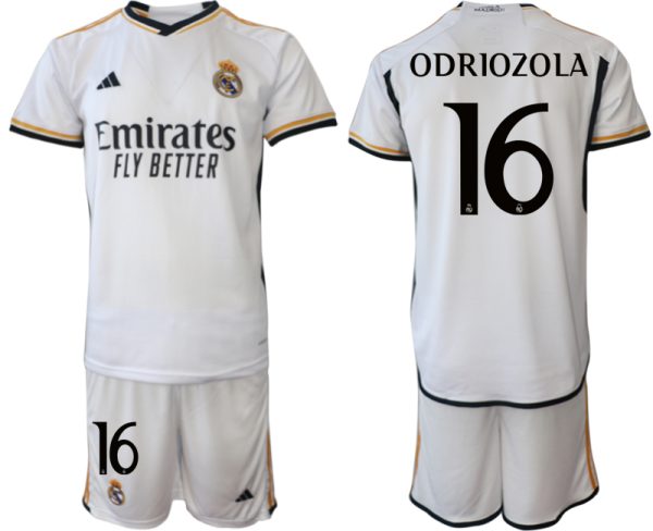 Herren Trikotsatz Real Madrid 2023-24 Heimtrikot Kurzarm + Kurze Hosen ODRIOZOLA 16