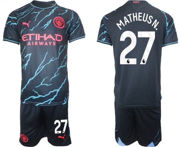 Günstige Fussballtrikots Manchester City Drittes Trikot 2023/24 Kurzarm + Kurze Hosen Matheus Nunes 27