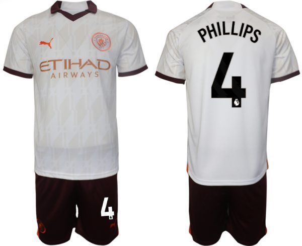 Herren Set Manchester City Auswärtstrikot 2023/24 Fußballtrikots Kalvin Phillips 4